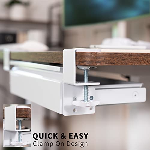 VIVO 16 inch Clamp-On Sliding Pull-out Drawer without Shell for Office Desk, Storage Organizer for Sit Stand Workstation, White, DESK-AC03C-W