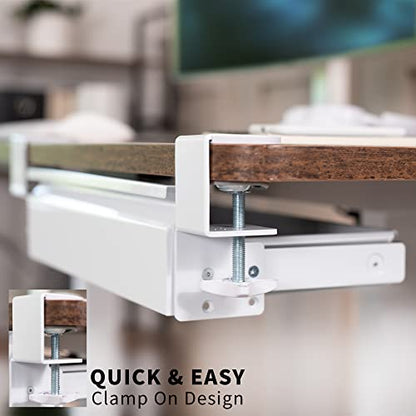 VIVO 16 inch Clamp-On Sliding Pull-out Drawer without Shell for Office Desk, Storage Organizer for Sit Stand Workstation, White, DESK-AC03C-W