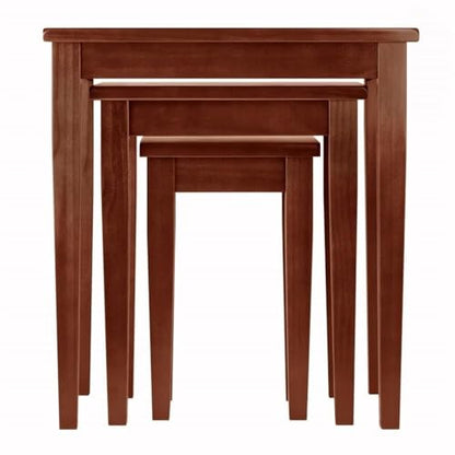 Pemberly Row 3-Piece Solid Wood Nesting Tables, Antique Walnut Finish, Stackable Design, Includes Small, Medium, Large Sizes, Transitional Style for Living Room or Home Office Use - style: Straight Edge Top