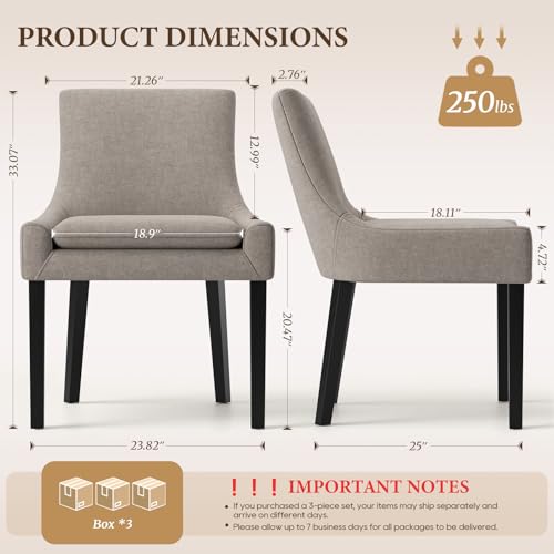 COLAMY Modern Dining Room Chairs Set of 6 with Mid Back and Wood Legs, Upholstered Kitchen Chairs for Dining Room/Living Room, Camel - color: Camel, size: Set of 6