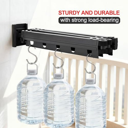 Gray Clothes Drying Rack Wall Mount, Tri-Fold Retractable Laundry Drying Rack, Space Saving Laundry Drying Rack Collapsible