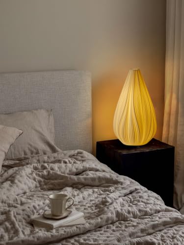 Modern Ceramic Table Lamp for Nightstand, Living Room, and Bedroom, Matte White, Warm Ambient Artistic Lighting, 1.8m Corded, 8 Watts, No Installation