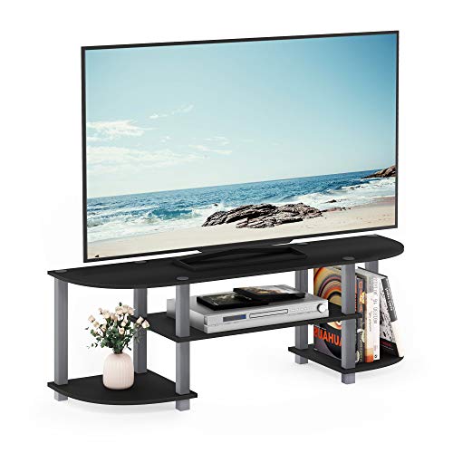 Furinno Turn-S-Tube Wide TV Entertainment Center, Black/Grey | Toolless Entertainment Center with Open Storage Shelves, Media Console Table with Soundbar Shelf for Living Room, Bedroom - color: Black/Grey, size: Wide