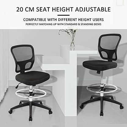 Ergonomic Office Chairs, Office Drafting Chair, Rolling Stool Chair Armless Standing Desk Chair with Footrest Bar Stools for Home,Office & Bar