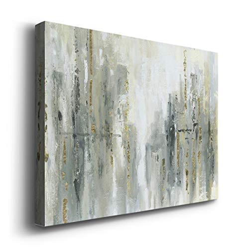 Renditions Gallery Canvas Wall Art Modern Paintings & Prints Decorations Golden Grey Skyline Rustic Glam Abstract Wall Hanging Artwork for Bedroom Dining Room Office Kitchen - 8"x12" LT10 - color: City Shine, size: 12"L x 8"W