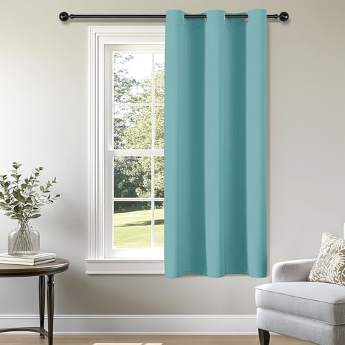 ChrisDowa Small Window Curtains 40 Inches Long for Bedroom Door Curtain | 29W x 40L, Aqua Room Darkening Drapes, Doorway Curtain for Living Room/Kitchen/Closet, Grommet Thermal Insulated, 1 Panel - color: Aqua, size: 29"W x 40"L (Pack of 1)