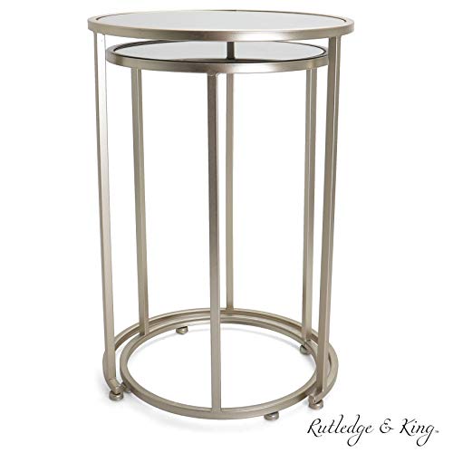Nested Metal Side Tables - Set of 2 for Living Room & Bedroom (Gold) - color: Odessa - Gold
