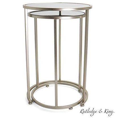 Nested Metal Side Tables - Set of 2 for Living Room & Bedroom (Gold) - color: Odessa - Gold