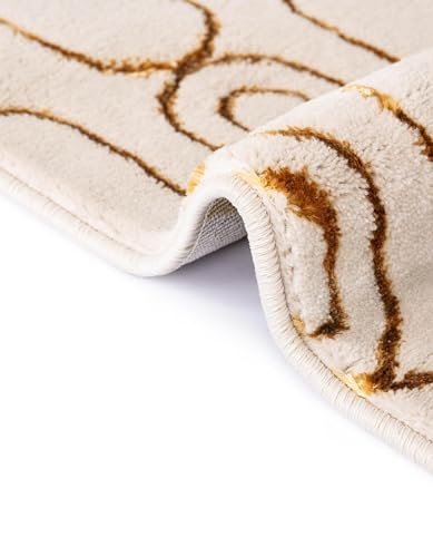 Rugs.com Vogue Geo Collection Rug – 2x3 White Medium-Pile Rug Perfect for Entryways, Kitchens, Breakfast Nooks, Accent Pieces - color: White and Gold, size: 2' x 3' Rectangular
