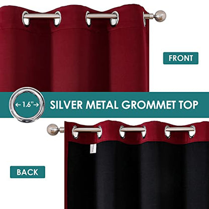 ChrisDowa 100% Blackout Curtains for Bedroom 63 Inches Long 2 Panels Set | 2 Thick Layers, Thermal Insulated, Light Blocking, Grommet, Window Treatment, Living Room Drapes, Burgundy, 38 x 63 Inch - color: Burgundy, size: 38"W x 63"L (Pack of 2)