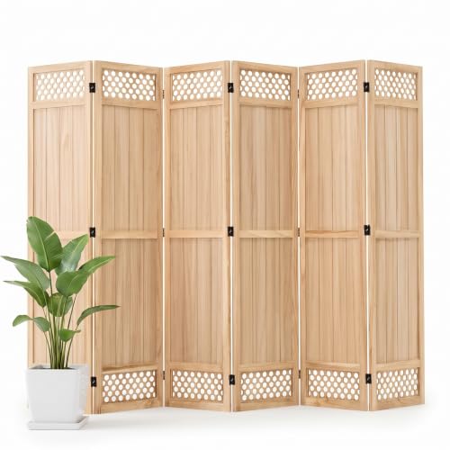 Wood Room Divider Privacy Screen, Natrual Carved Room Divider 6 Panel 67" | Foldable, No-Assembly Required, Freestanding Indoor Folding Panel Decor for Bedroom, Office or Apartment - color: Natural, size: 6 Panel