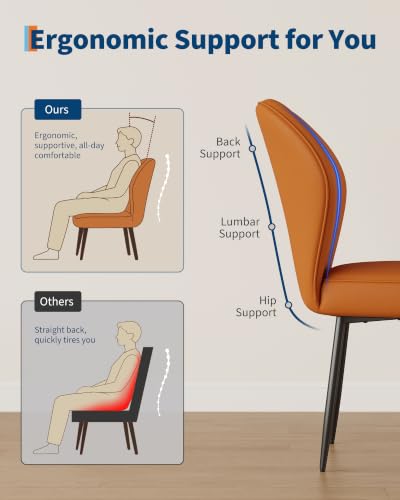 Garvee PU Leather Dining Chairs Set of 4, Modern Fabric Upholstered Kitchen Side Chairs with Metal Pegs, Brown - color: Brown, size: Set of 4