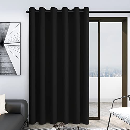 Deconovo Room Divider Curtains for Living Room 84 Inches Long, Door Curtain | Sliding Door Curtain 1 Panel, Wide Blackout Curtain, Privacy Drape for Patio Door, Black, 80 x 84 Inch - color: Black, size: 80"W x 84"L (Pack of 1)