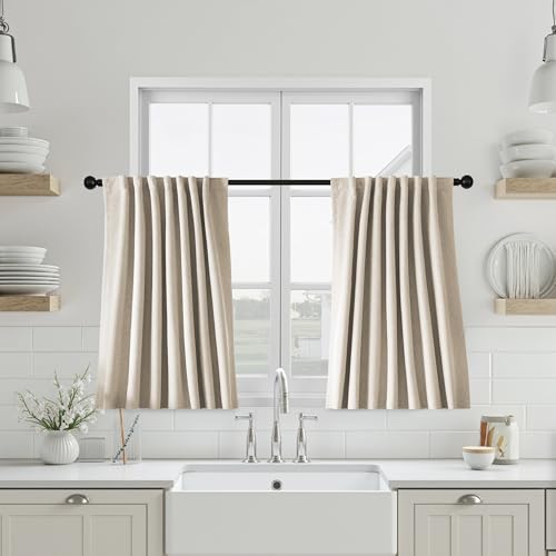 UHITECH Oatmeal Short Blackout Curtains for Small Window 35 Inch Long | Suitable for Kitchen/Bedroom/Basement, Thermal Insulated, Sun Protection, Noise Cancelling, Privacy, Outdoor, Linen Drapes - color: Oatmeal, size: 50"W x 35"L (Pack of 2)