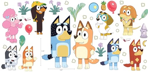 RoomMates Bluey Family and Friends Peel and Stick Wall Decals, RMK5457SCS - style: Family and Friends