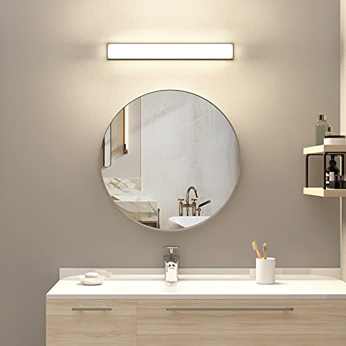 30-Inch Circle Mirro Brushed Nickel Silver Wall Mounted Round Mirror, Glass Panel Circle Deep Set Design Stainless Steel Framed Mirror for Bathroom Vanity, Entryways, Living Rooms - size: 30"L x 30"W