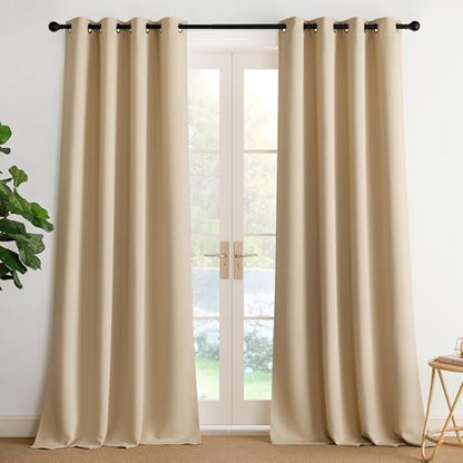 NICETOWN Biscotti Beige Light Blinds - Microfiber Grommet Thermal Insulated Shades for Kid's Room, Yard, Boys Room, Girls Room, Nursery - Lightweight, 1 Pair, W52 x L95 - color: Biscotti Beige, size: 52"W x 95"L (Pack of 2)