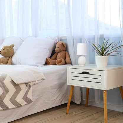 Simple Designs LT1161-OFF 12.5" Chic Glow Petite Dimpled Ceramic Table Lamp, for Bedroom, Office, Living Room, Stylish Spaces, Off White - color: Off-White