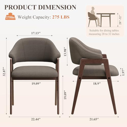 MALOL Wooden Dining Chairs Set of 2, Modern Fabric Upholstered Dining Room Chair, Kitchen Side Chairs, Farmhouse Dinner Chair with Curved Open Back for Kitchen, Camel - color: Camel, size: Set of 2