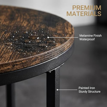 Round Coffee Tables for Living Room, Set of 2 (Rustic Wooden) | living room side table, Modern Nesting Drink for Small Spaces - color: Rustic Wooden