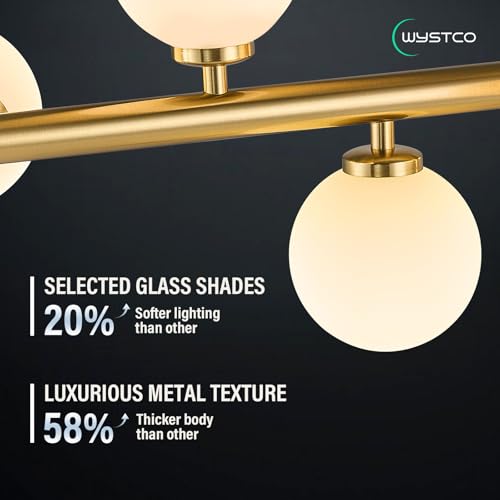 Mid Century Modern Globe Sputnik Chandelier, 8-Light Linear Chandeliers for Dining Room and Kitchen Island, Dining Light Fixture Over Table, Brass Gold and Milk White Glass Bubble, 32 Inch - color: Gold Milk White, size: 8-Light 32 Inch