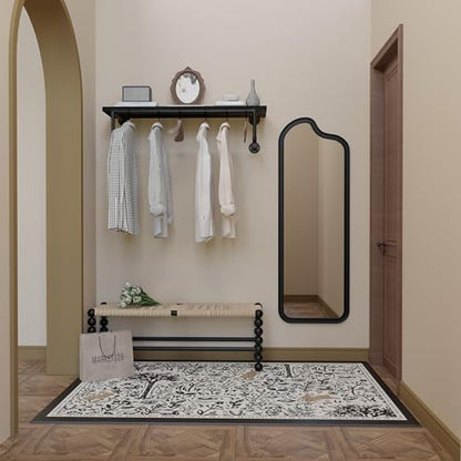 Clothes Rack 36in, Wall Mounted Garment Racks with Real Black Wood Shelf, Heavy Duty Hanging Clothes Rack, Multi-Purpose Hanging Rod, Space-Saving Closet Storage - color: Black, size: 1T36IN