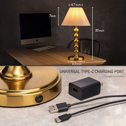 O'Bright Ember Rechargeable Table Lamp (Antique Brass_Baluster) - color: Antique Brass_Baluster