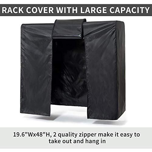 Garment Rack Cover 59" Clothes Rack Cover for Storage, Heavy Duty Dustproof Waterproof Clothes Closet Cover with 2 Full Strong Zipper, Wardrobe Rack Cover for Dance Costume, Dress, Suit（Only Cover）
