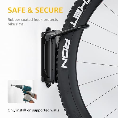 monTEK Swivel Bike Wall Mount, Bike Hangers for Garage, 1 Pack | Heavy-duty vertical wall bike storage rack swivels 150° to save space; holds 66 lb each and fits tires up to 3.54 in wide - size: 1 PACK