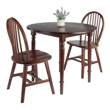 Winsome Sorella 3-pc Set Round Drop Leaf Table, Walnut - color: Walnut, size: Table + 2 Chairs