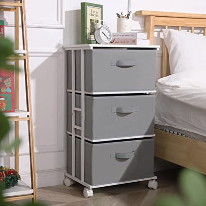 MAX Houser Dresser Tower with 3 Drawers,Fabric Dresser Drawer Organizer Unit,Dresser Chest with Wood Top,Vertical Storage Dresser,Small Dresser for Bedroom,Office-Dark Grey - color: Grey6