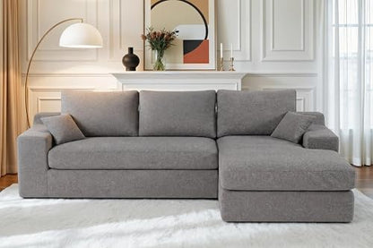 101'' Modular Sectional Sofa, Cloud Sectional Couches for Living Room, Comfy Boneless Couch with Deep Seat, Modern L-Shape Sofa with Chaise, No Assembly Required (Grey, Right Facing Chaise) - color: Velvet Grey, size: 101''Right Facing