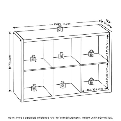 6-Cube Bookshelf, Cubicle Shelf Bookcase with Open Back, Position Reversible Book Shelf, 15 x 44 x 30, for Home Office, Living Room, White - color: White, size: 6 Cube