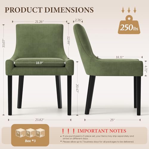 COLAMY Modern Dining Room Chairs Set of 6 with Mid Back and Wood Legs, Upholstered Kitchen Chairs for Dining Room/Living Room, Light Green - color: Light Green, size: Set of 6