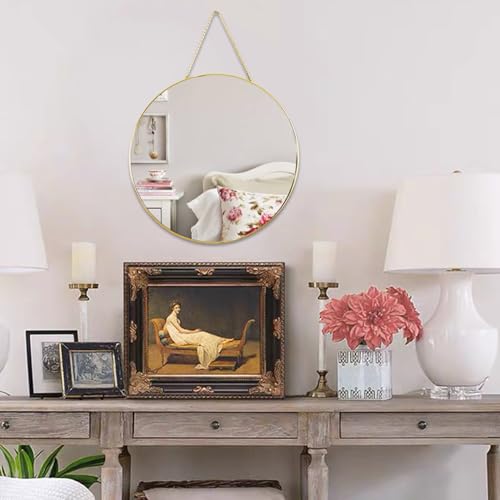 YCHMIR 11.8-inch Small Round Wall Mirror, Gold Bathroom Mirror - color: Gold