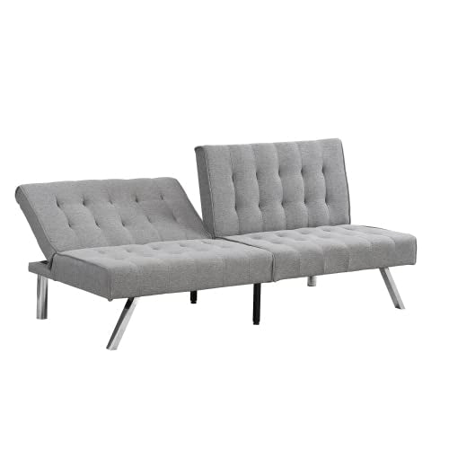 Convertible Futon Sofa Bed, Modern 68'' Fabric Sleeper Couch for Living Room,Guest Bed, Adjustable Backrest, Upholstered Recliner Chair, Loveseat for Compact Small Space Living Room (Gray New) - color: Gray New