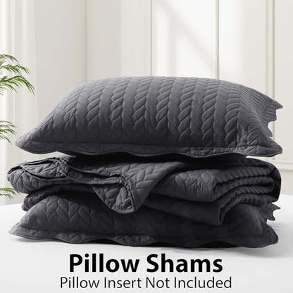 MOONLIGHT20015 Twin Quilt Bedding Set (68” x 86”) - Bulk Pack of 10 Wholesale for Hotels, Guest Bedroom & Airbnbs - Lightweight Microfiber Reversible Embossed Quilts Bedspreads (Charcoal) - color: Charcoal/Dark Grey, size: Twin (10 Pack)