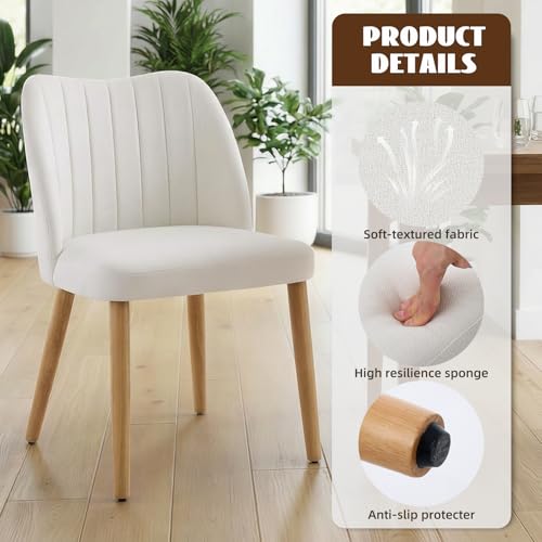 GarveeHome Dining Chairs Set of 4 with Cozy Backrest/Wooden Legs | Dining Chairs Set of 4 with Cozy Backrest/ Wooden Legs No tools Needed - color: Stripes White-natural Legs