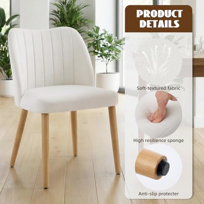 GarveeHome Dining Chairs Set of 4 with Cozy Backrest/Wooden Legs | Dining Chairs Set of 4 with Cozy Backrest/ Wooden Legs No tools Needed - color: Stripes White-natural Legs