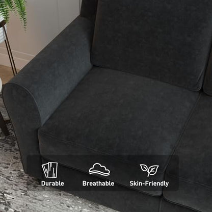 Bonzy Home 2 Piece Sofa Set, 2-Seater and 3-Seater Sofa Couch, Modern Comfy Sofa with Thicked Cushion for Living Room Apartment Office, Black - color: Black, size: 80.7" + 58"(3 + 2 Seat)