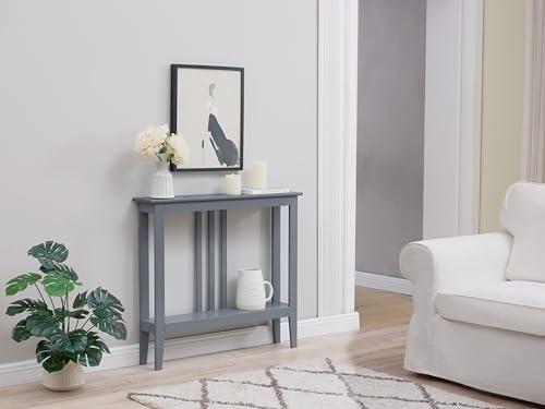 Kings Brand Narrow Console Table with Storage Shelf for Entryway, Grey | Slim Sofa Table for Hallway, Foyer or Living Room with Open Shelf for Décor, Books & Everyday Essentials - color: Grey
