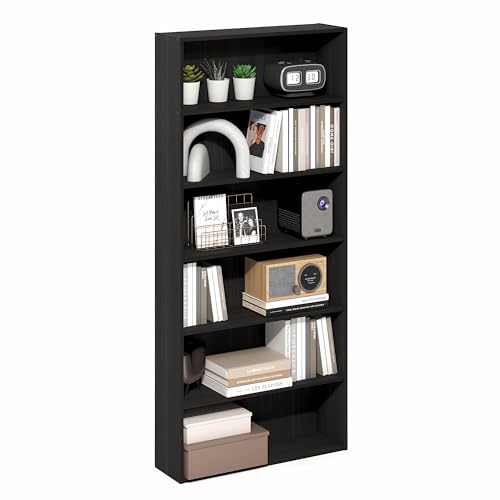Furinno Basic Book Shelf, 6-Tier Bookcase with Open Shelf, Bookshelf, Cube Storage Organizer, 7 x 24 x 53, for Living Room, Bedroom, Home Office, Espresso - color: Espresso, size: 6-Tier, 7 x 24 x 53