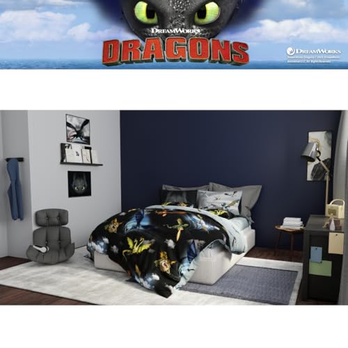 How to Train Your Dragon Kids Bedding Super Soft & Cozy Reversible Microfiber Comforter and Sheet Set with Sham, 5 Piece Twin Size, (Officially Licensed Product) By Franco - color: How to Train Your Dragon, size: Twin