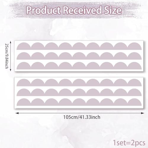 Scallop Border Wall Sticker，Door Edge Scallop Decorative Art Stickers，Scallop Peel and Stick Border，for Nursery, Kids Bedroom Living Room Home Scandinavian Boho Painting Wall Décor. (Dusky Lilac1) - color: Dusky Lilac1