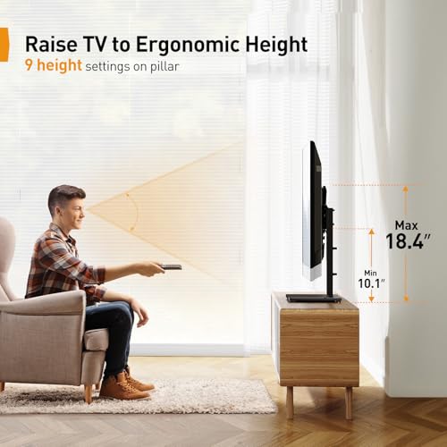Perlegear Tabletop TV Stand, Universal TV Stand for 23–60 Inch LCD/LED/OLED TVs, Height-Adjustable TV Mount Stand with Tempered Glass Base & Cable Management, VESA 400x400mm, PGTVS02 ﻿ - size: 23-60 Inch