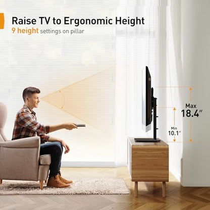 Perlegear Tabletop TV Stand, Universal TV Stand for 23–60 Inch LCD/LED/OLED TVs, Height-Adjustable TV Mount Stand with Tempered Glass Base & Cable Management, VESA 400x400mm, PGTVS02 ﻿ - size: 23-60 Inch