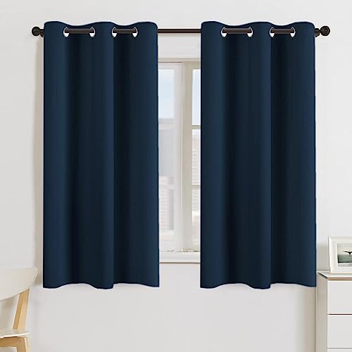 Turquoize Navy Blackout Window Drapes Room Darkening Themal Insulated Grommet/Eyelet Top Nursery/Living Room Curtains for Bedroom/Living Room Each Panel 42 in x 54 in (W x L) (Set of 2 Panels) - color: Navy, size: 42"W x 54"L (Pack of 2)