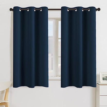 Turquoize Navy Blackout Window Drapes Room Darkening Themal Insulated Grommet/Eyelet Top Nursery/Living Room Curtains for Bedroom/Living Room Each Panel 42 in x 54 in (W x L) (Set of 2 Panels) - color: Navy, size: 42"W x 54"L (Pack of 2)