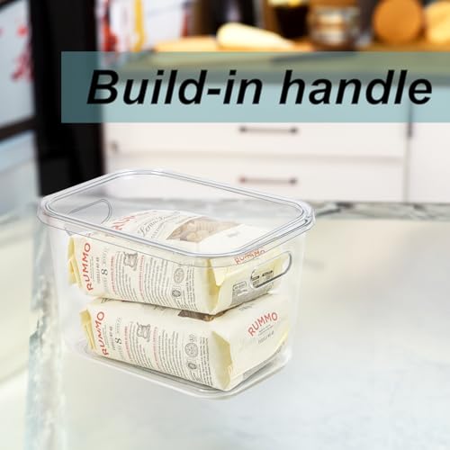 ZEXALOR 4PCS Clear Plastic Storage Bins with Lid, Stackable Pantry Cabinet Organizers and Storage, Lidded Storage Container Boxes for Organizing Kitchen,Closet,Dresser,Bathroom (4 Pack - 10.2×7×5.9“)