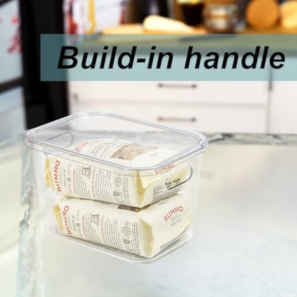 ZEXALOR 4PCS Clear Plastic Storage Bins with Lid, Stackable Pantry Cabinet Organizers and Storage, Lidded Storage Container Boxes for Organizing Kitchen,Closet,Dresser,Bathroom (4 Pack - 10.2×7×5.9“)